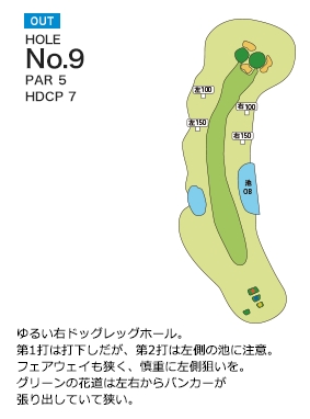 長太郎カントリークラブ OUT9番ホール コース図