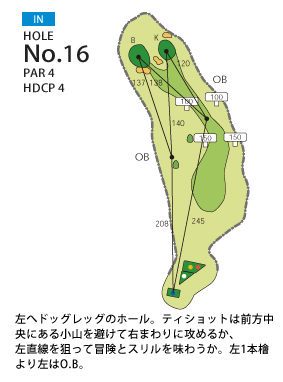 山岡カントリークラブ IN16番ホール コース図