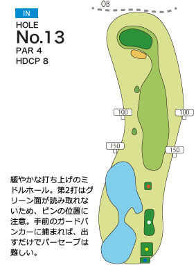ピートダイゴルフクラブ ロイヤルコース IN13番ホール コース図