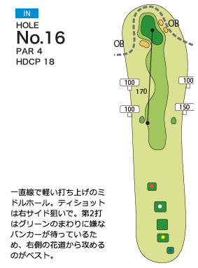 ピートダイゴルフクラブ ロイヤルコース IN16番ホール コース図