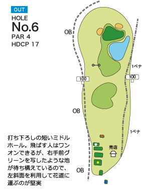 ピートダイゴルフクラブ ロイヤルコース OUT6番ホール コース図