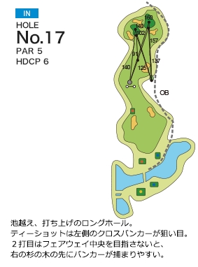 玉造ゴルフ倶楽部 若海コース IN17番ホール コース図