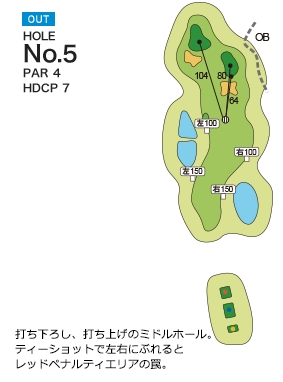 玉造ゴルフ倶楽部 若海コース OUT5番ホール コース図