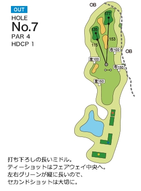 玉造ゴルフ倶楽部 若海コース OUT7番ホール コース図