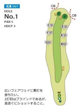 松島チサンカントリークラブ 松島・仙台コース 松島 OUT1番ホール コース図