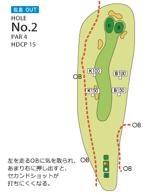 松島チサンカントリークラブ 松島・仙台コース 松島 OUT2番ホール コース図