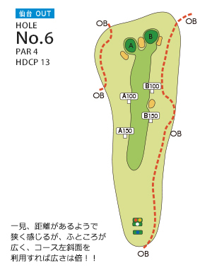 松島チサンカントリークラブ 松島・仙台コース 仙台 OUT6番ホール コース図