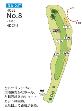 松島チサンカントリークラブ 松島・仙台コース 仙台 OUT8番ホール コース図