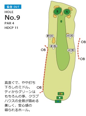 松島チサンカントリークラブ 松島・仙台コース 仙台 OUT9番ホール コース図