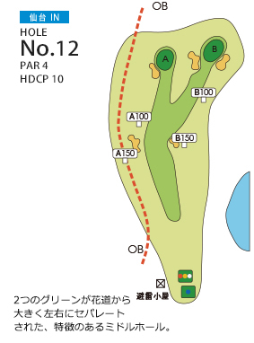 松島チサンカントリークラブ 松島・仙台コース 仙台 IN12番ホール コース図