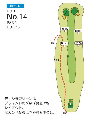 松島チサンカントリークラブ 松島・仙台コース 仙台 IN14番ホール コース図