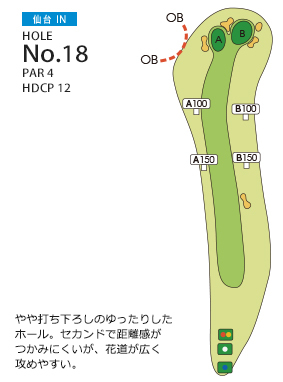松島チサンカントリークラブ 松島・仙台コース 仙台 IN18番ホール コース図