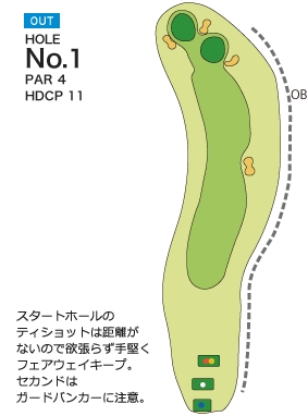 松島チサンカントリークラブ 大郷コース OUT1番ホール コース図