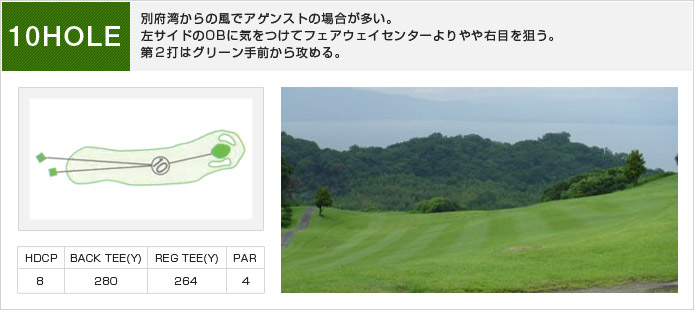 白木ゴルフ倶楽部 IN10番ホール コース図