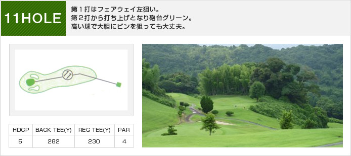 白木ゴルフ倶楽部 IN11番ホール コース図