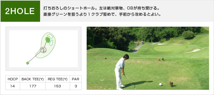白木ゴルフ倶楽部 OUT2番ホール コース図