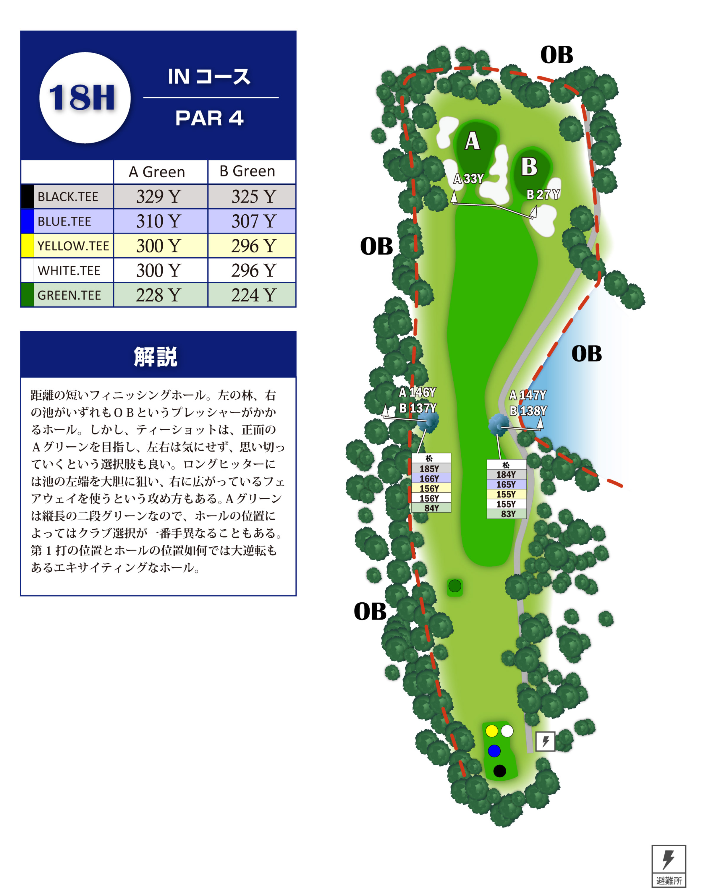 飯能ゴルフクラブ IN18番ホール コース図