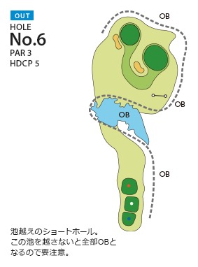 福岡国際カントリークラブ 七又OUT6番ホール コース図