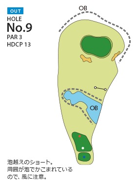 福岡国際カントリークラブ 七又OUT9番ホール コース図