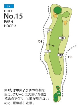 福岡国際カントリークラブ 七又IN15番ホール コース図