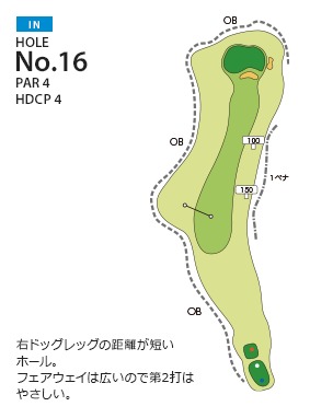 福岡国際カントリークラブ 七又IN16番ホール コース図