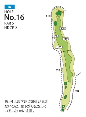 福岡国際カントリークラブ 中山IN16番ホール コース図