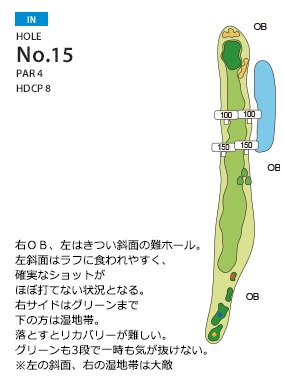 総武カントリークラブ 印旛コース IN15番ホール コース図