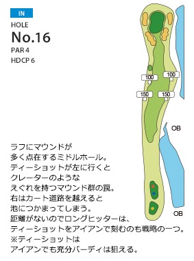 総武カントリークラブ 印旛コース IN16番ホール コース図