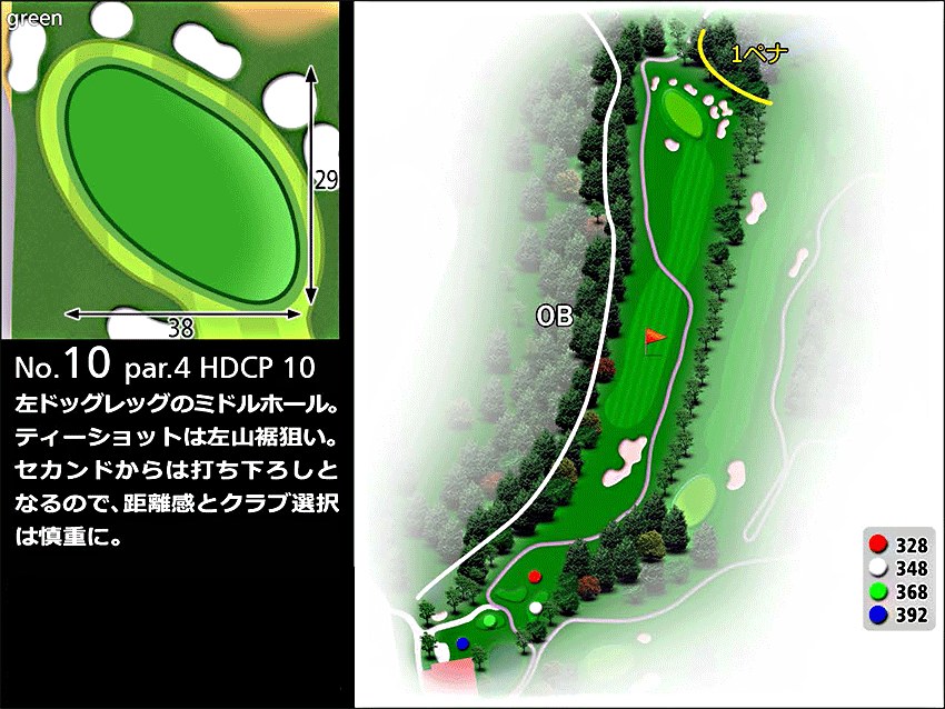 ローモンドカントリー倶楽部 IN10番ホール コース図