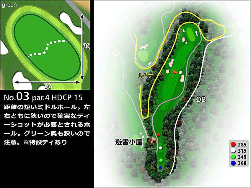 ローモンドカントリー倶楽部 OUT3番ホール コース図
