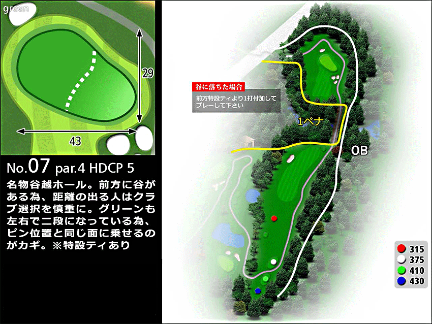 ローモンドカントリー倶楽部 OUT7番ホール コース図