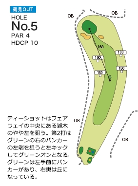 別府ゴルフ倶楽部 鶴見OUT5番ホール コース図