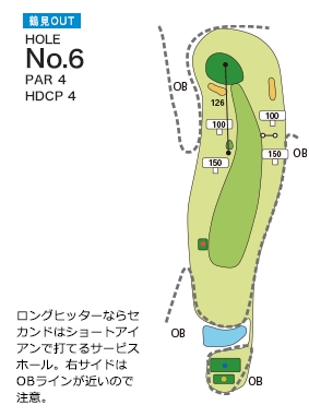 別府ゴルフ倶楽部 鶴見OUT6番ホール コース図