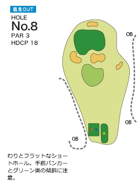 別府ゴルフ倶楽部 鶴見OUT8番ホール コース図
