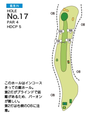 別府ゴルフ倶楽部 鶴見IN17番ホール コース図
