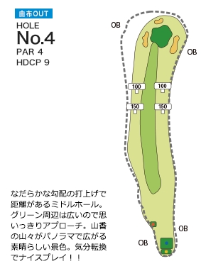 別府ゴルフ倶楽部 由布OUT4番ホール コース図