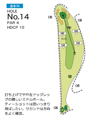 別府ゴルフ倶楽部 由布IN14番ホール コース図