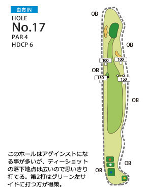 別府ゴルフ倶楽部 由布IN17番ホール コース図