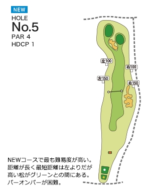 琴平カントリー倶楽部 ニューコース5番ホール コース図
