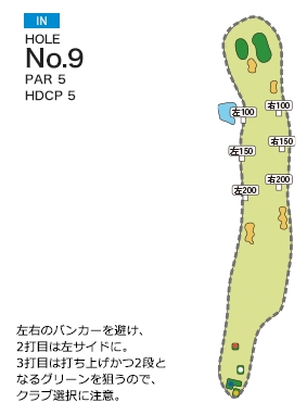 琴平カントリー倶楽部 IN9番ホール コース図