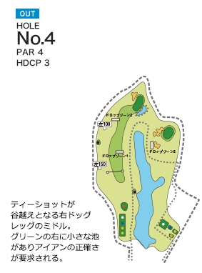 琴平カントリー倶楽部 OUT4番ホール コース図