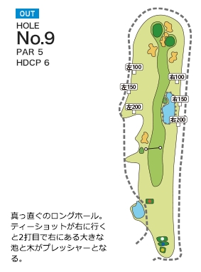 琴平カントリー倶楽部 OUT9番ホール コース図