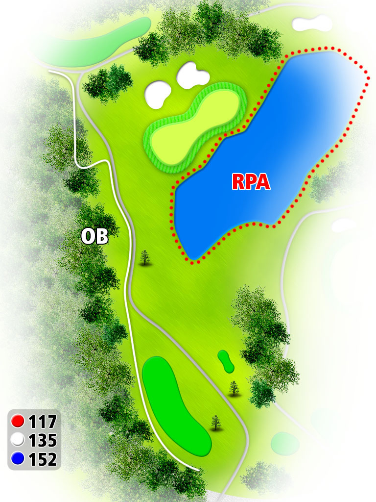 鹿児島ガーデンゴルフ倶楽部 IN16番ホール コース図