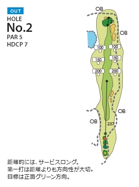 神戸グランドヒルゴルフクラブ ＯＵＴ2番ホール コース図