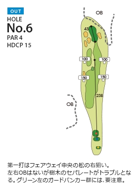 神戸グランドヒルゴルフクラブ ＯＵＴ6番ホール コース図