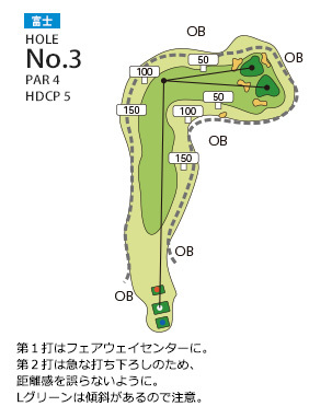 あさひヶ丘カントリークラブ 富士3番ホール コース図