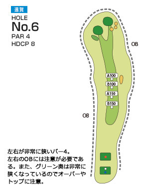 チサンカントリークラブ遠賀 遠賀コース6番ホール コース図