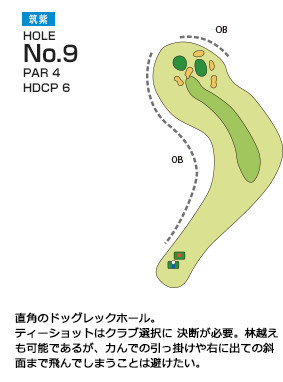 チサンカントリークラブ遠賀 筑紫コース9番ホール コース図