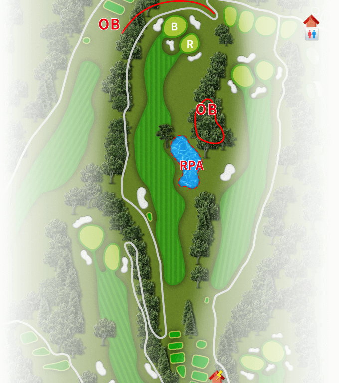 レインボーカントリー倶楽部 IN18番ホール コース図