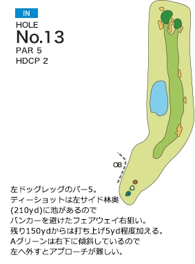 阿見ゴルフクラブ IN13番ホール コース図